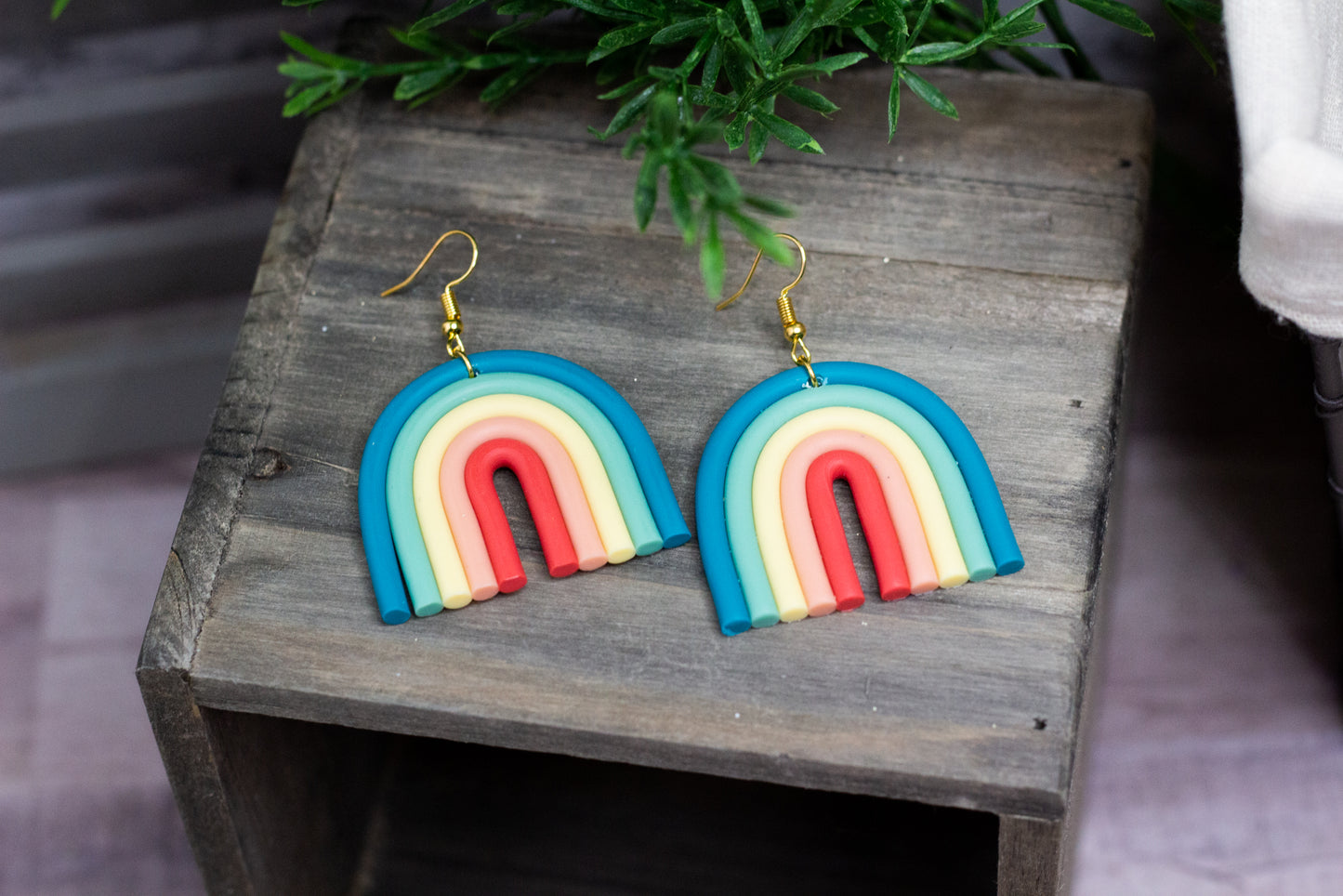 Polymer Clay Retro Rainbow Earrings