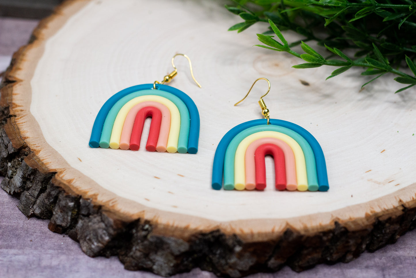 Polymer Clay Retro Rainbow Earrings