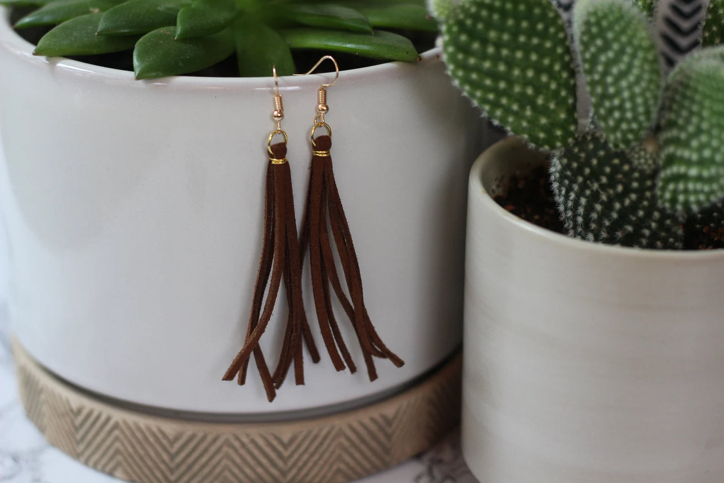Faux Leather Earrings Tassel Earrings