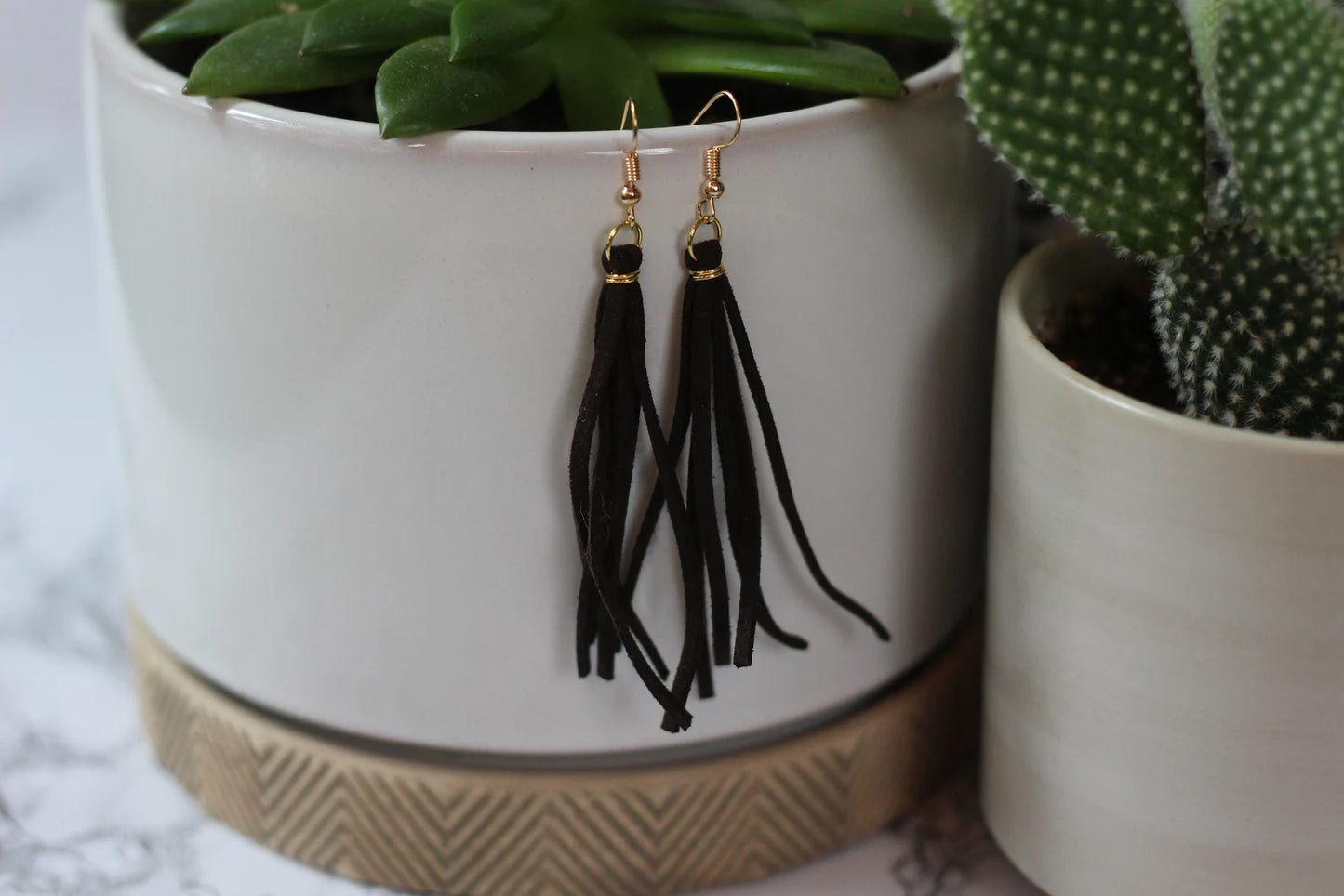 Faux Leather Earrings Tassel Earrings
