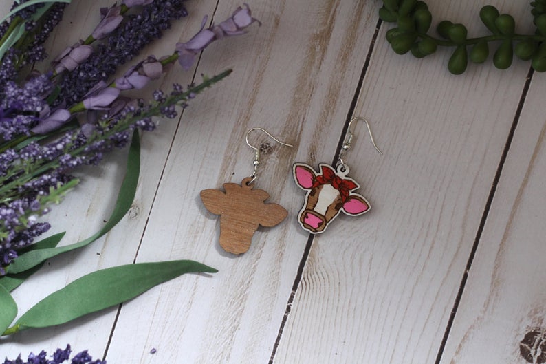Cow in Bandana Earrings