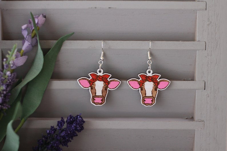 Cow in Bandana Earrings