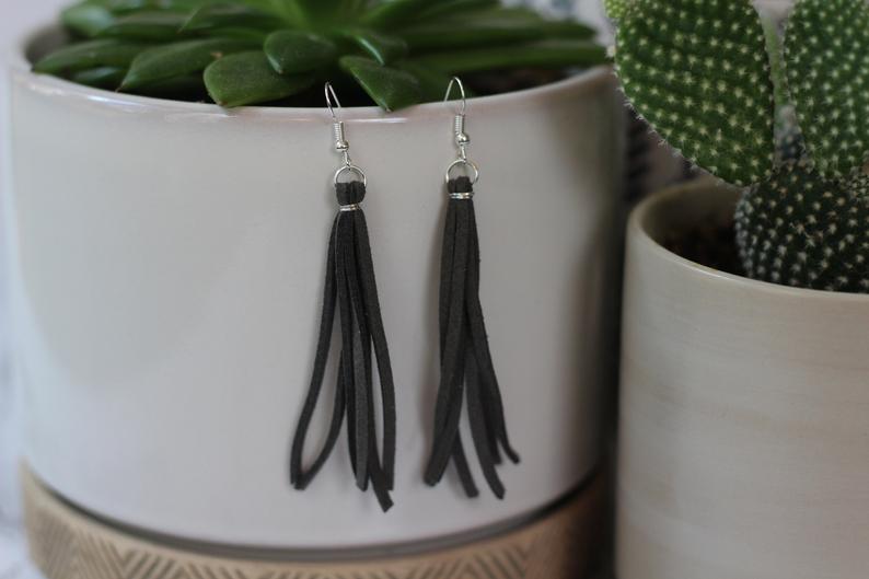 Faux Leather Earrings Tassel Earrings