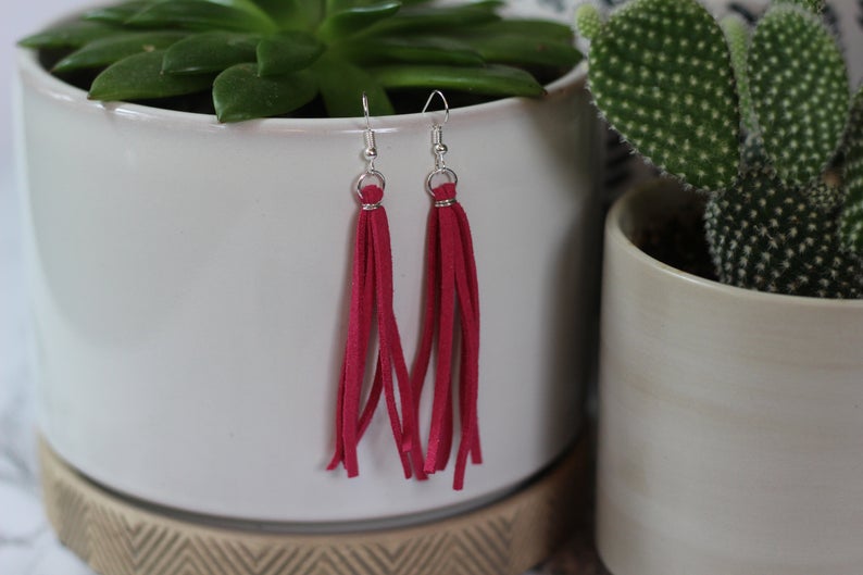 Faux Leather Earrings Tassel Earrings