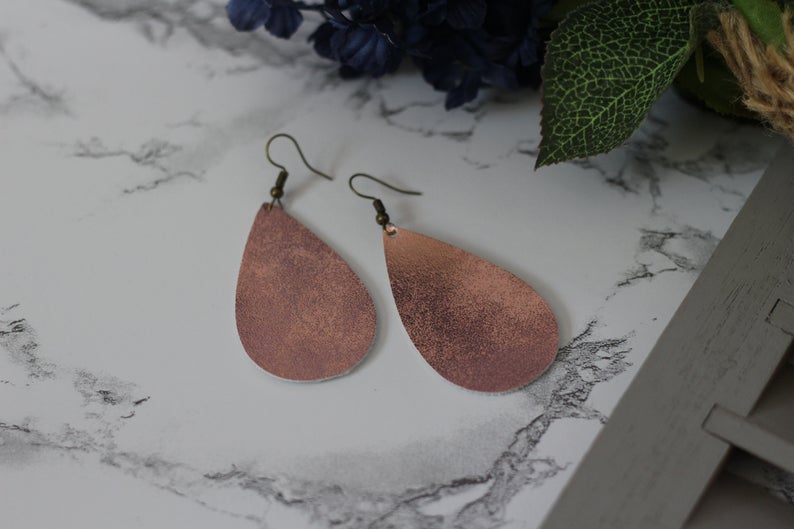 Pink Faux Leather Earrings