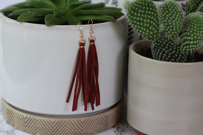Faux Leather Earrings Tassel Earrings