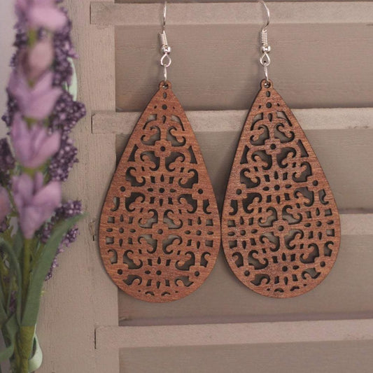 Lattice Wooden Earrings