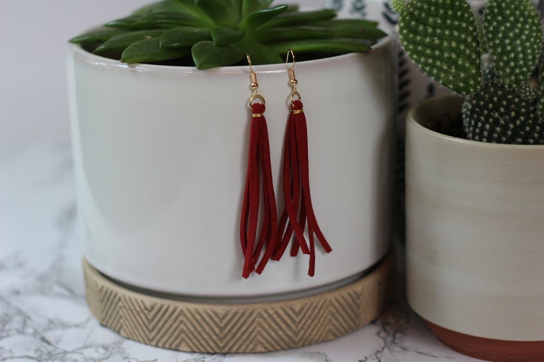 Faux Leather Earrings Tassel Earrings