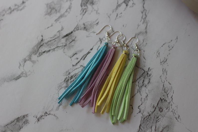 Faux Leather Tassel Earrings