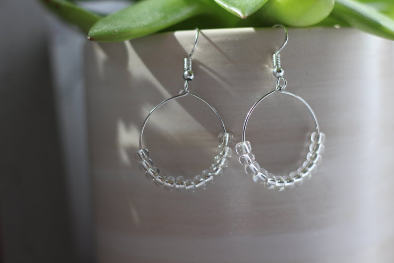Small Beaded Hoop Earrings