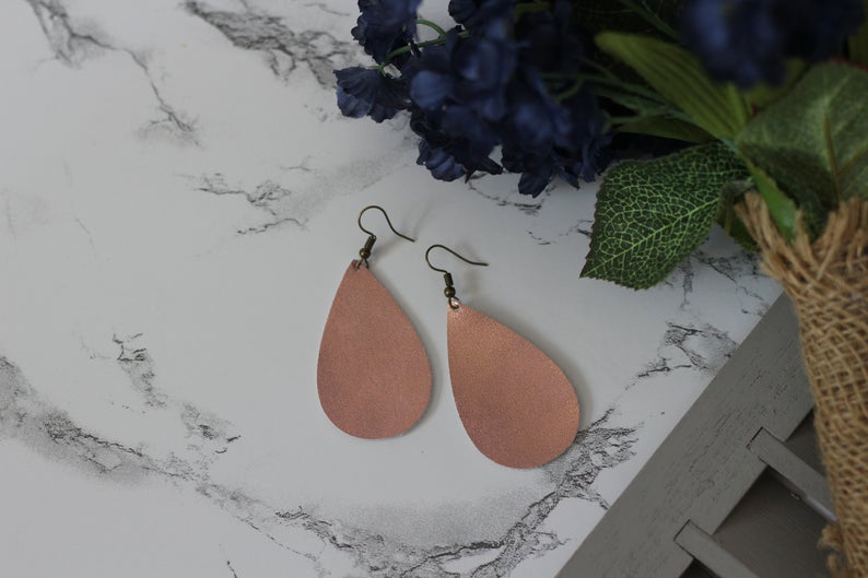 Pink Faux Leather Earrings