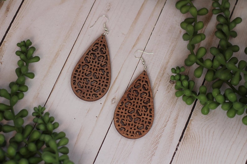 Lattice Wooden Earrings