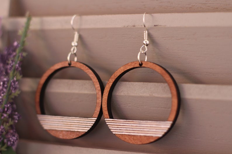 Ocean Sunrise Wooden Earrings