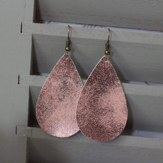 Pink Faux Leather Earrings