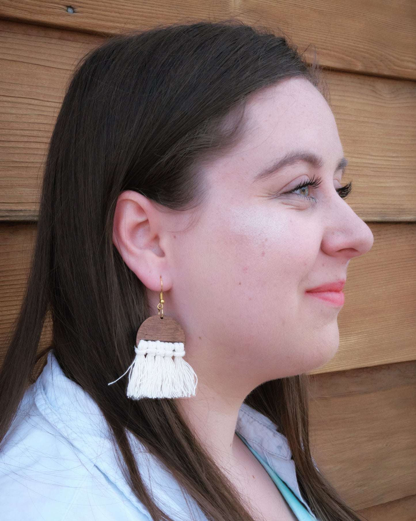 Wooden Macrame Earrings