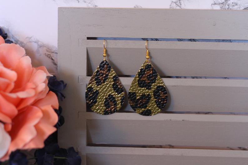 Leopard Faux Leather Earrings