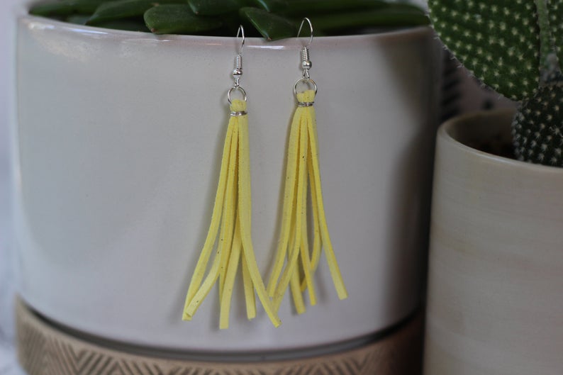 Faux Leather Tassel Earrings