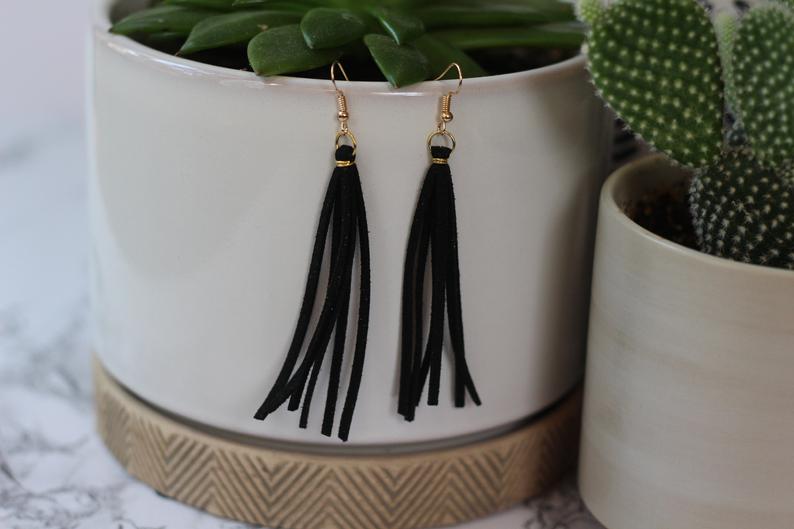 Faux Leather Earrings Tassel Earrings