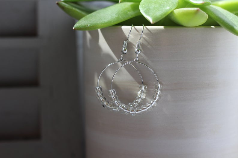 Small Beaded Hoop Earrings