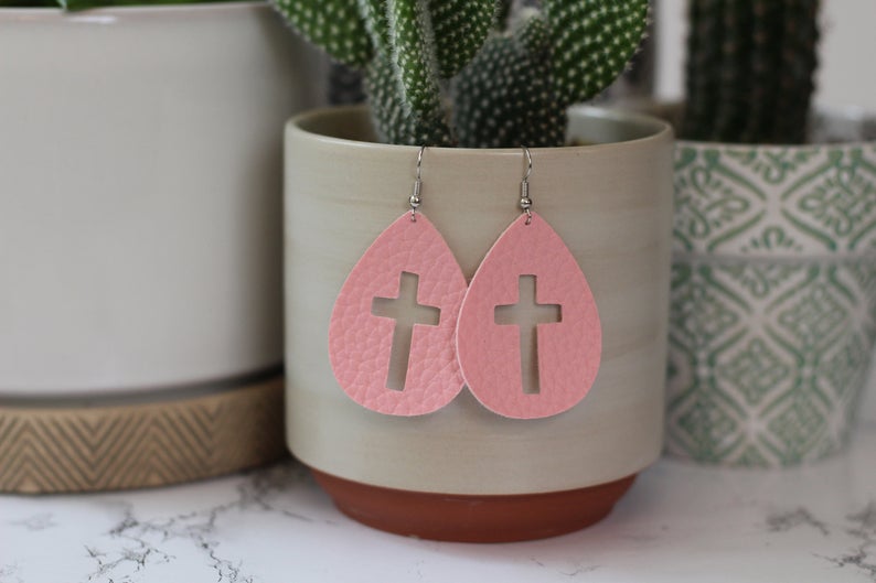 Faux Leather Cross Cutout Earrings