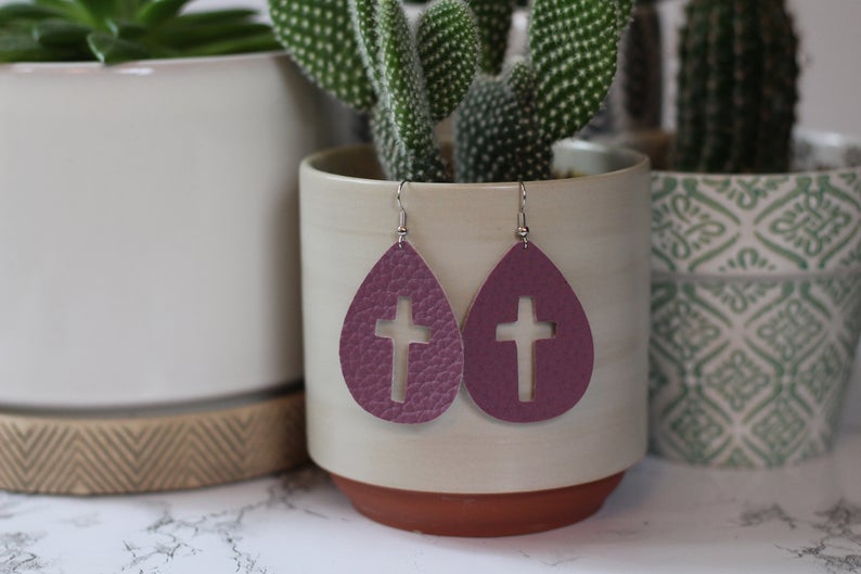 Faux Leather Cross Cutout Earrings