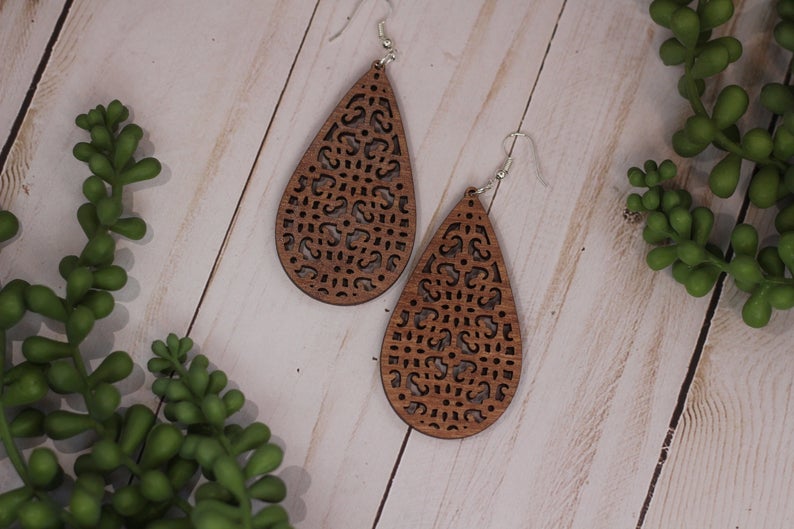 Lattice Wooden Earrings