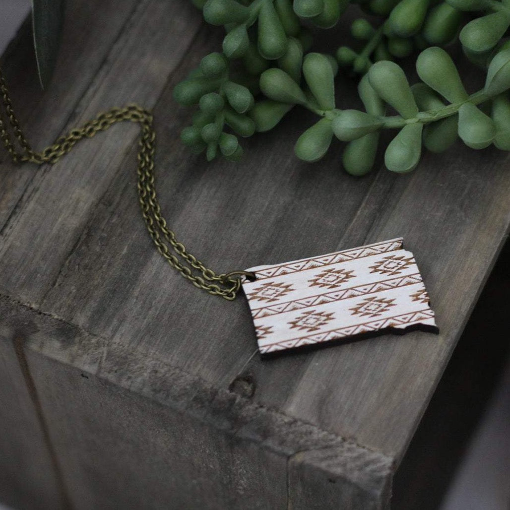 Aztec South Dakota Wooden Necklace