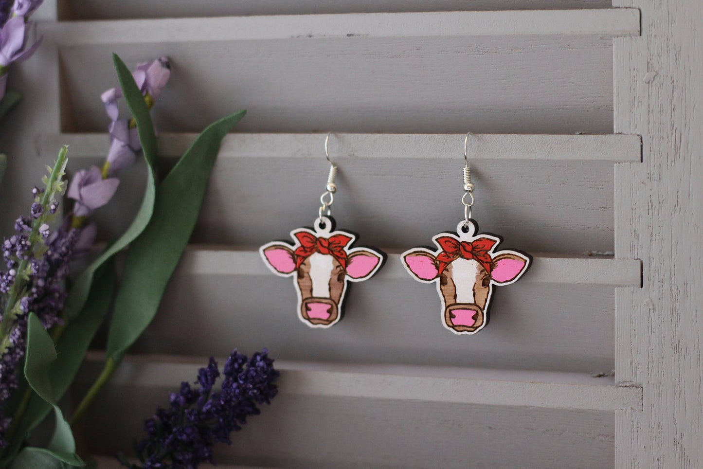 Cow in Bandana Earrings