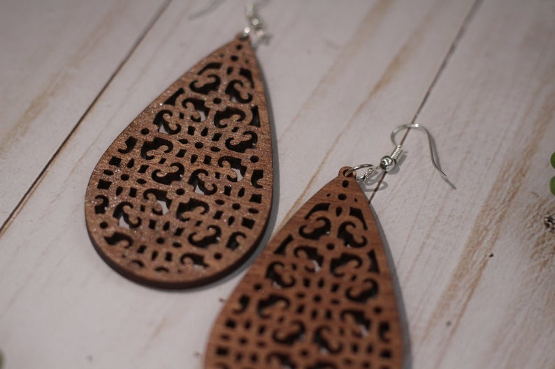 Lattice Wooden Earrings
