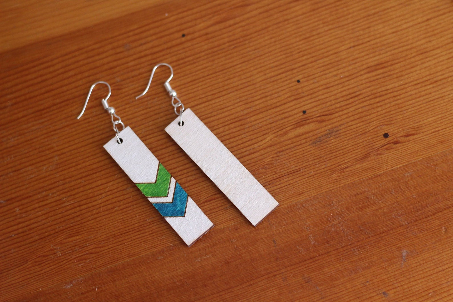 Chevron Wood Bar Earrings