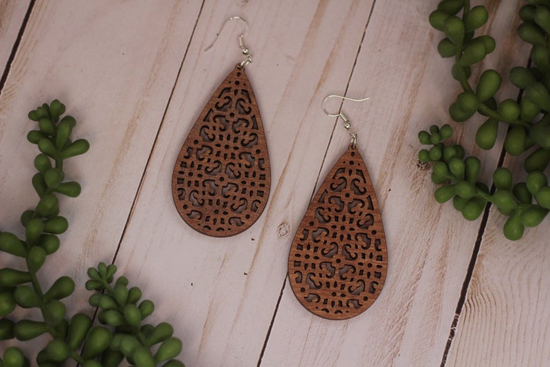 Lattice Wooden Earrings