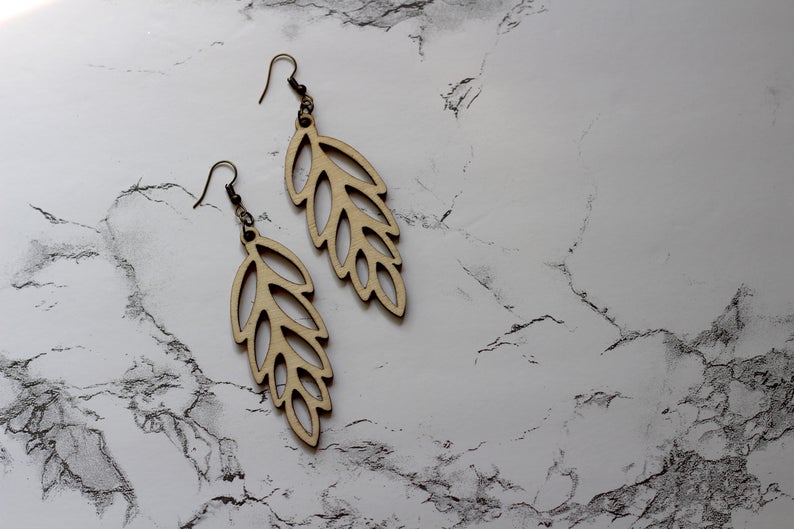 Leaf Wooden Cutout Earrings