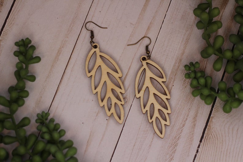 Leaf Wooden Cutout Earrings