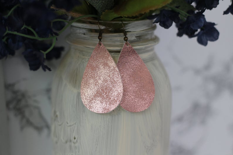 Pink Faux Leather Earrings