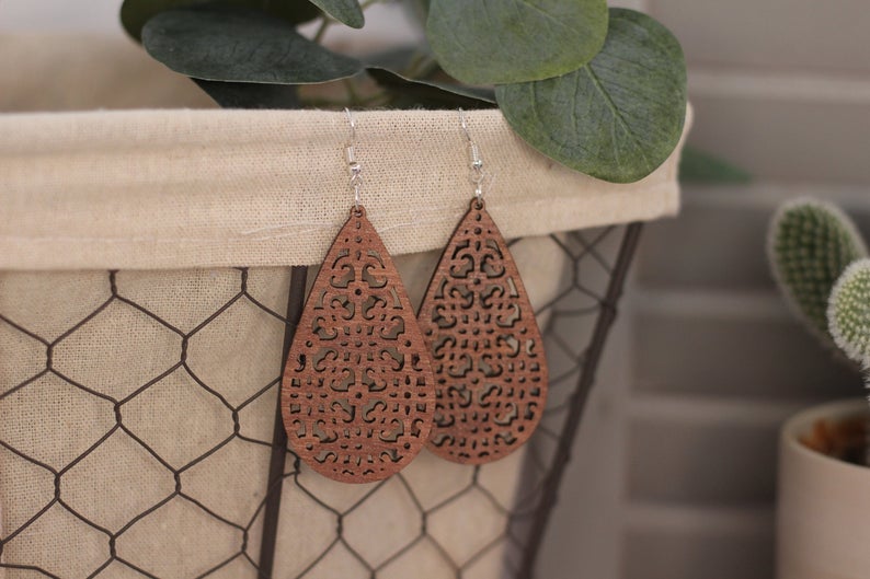 Lattice Wooden Earrings