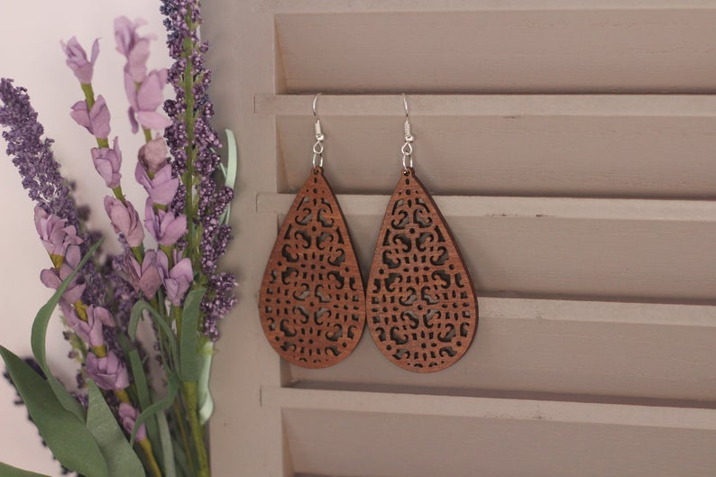 Lattice Wooden Earrings