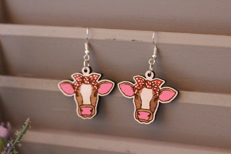 Cow in Polkadot Bandana Earrings
