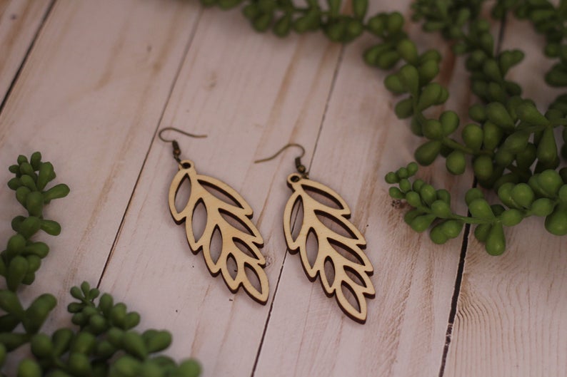 Leaf Wooden Cutout Earrings