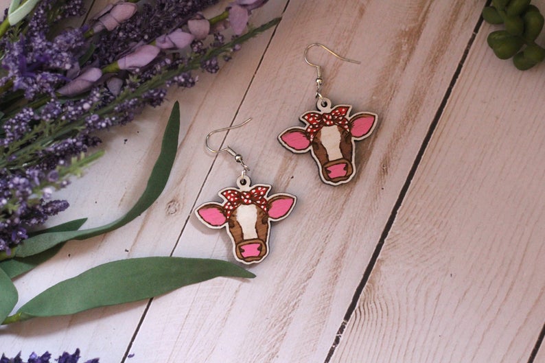 Cow in Polkadot Bandana Earrings