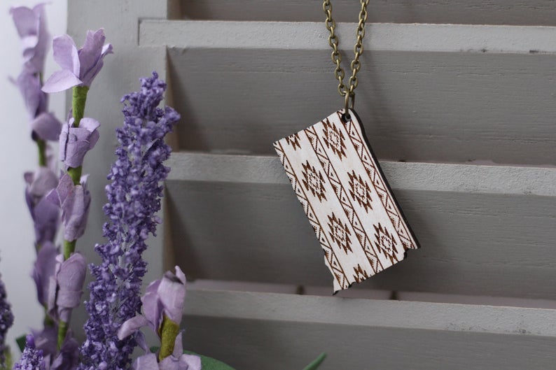Aztec South Dakota Wooden Necklace