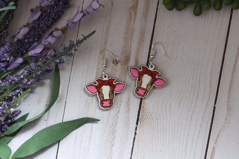 Cow in Bandana Earrings