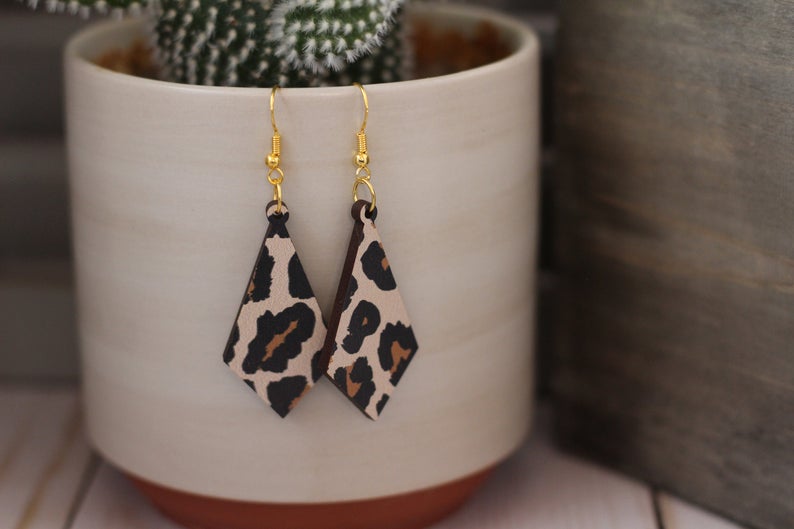 Cheetah Wooden Earrings