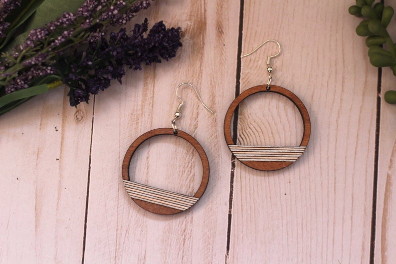 Ocean Sunrise Wooden Earrings
