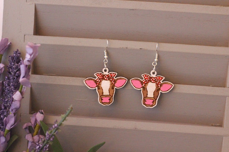 Cow in Polkadot Bandana Earrings