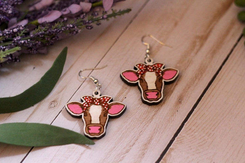 Cow in Polkadot Bandana Earrings