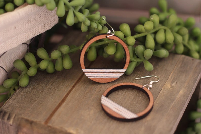 Ocean Sunrise Wooden Earrings