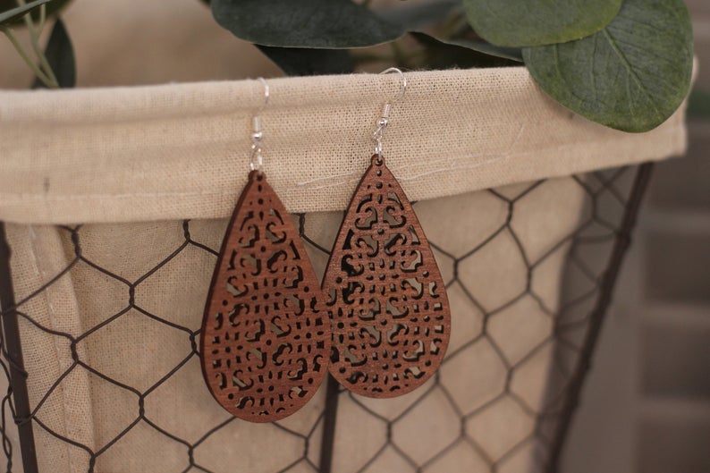 Lattice Wooden Earrings