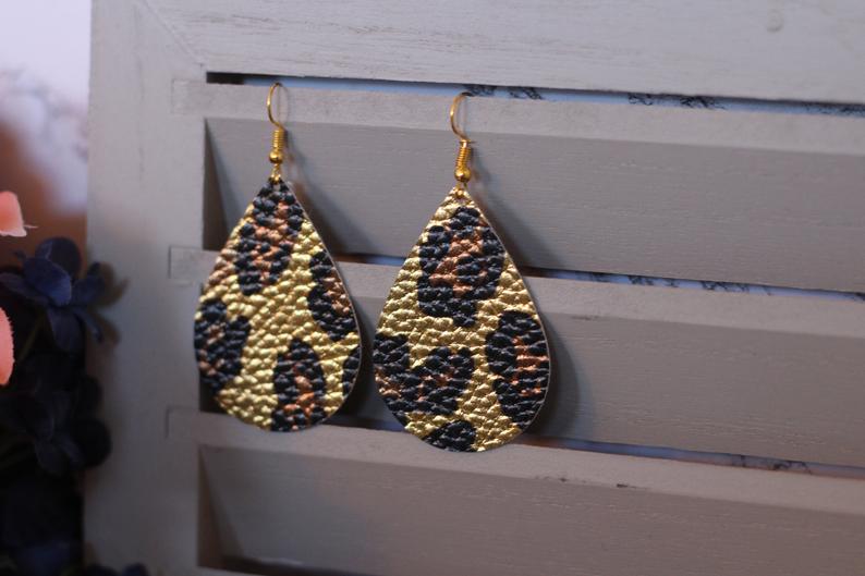 Leopard Faux Leather Earrings