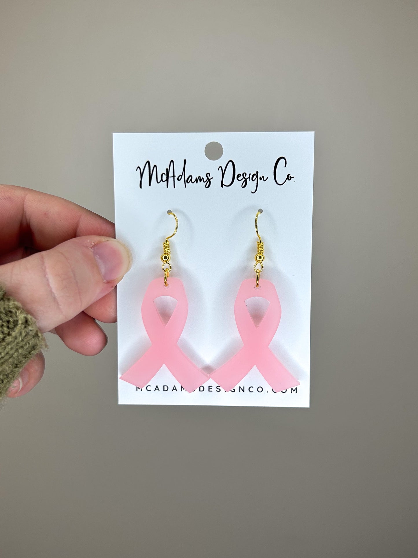 Pastel pink Breast Cancer Ribbon Acrylic Earrings