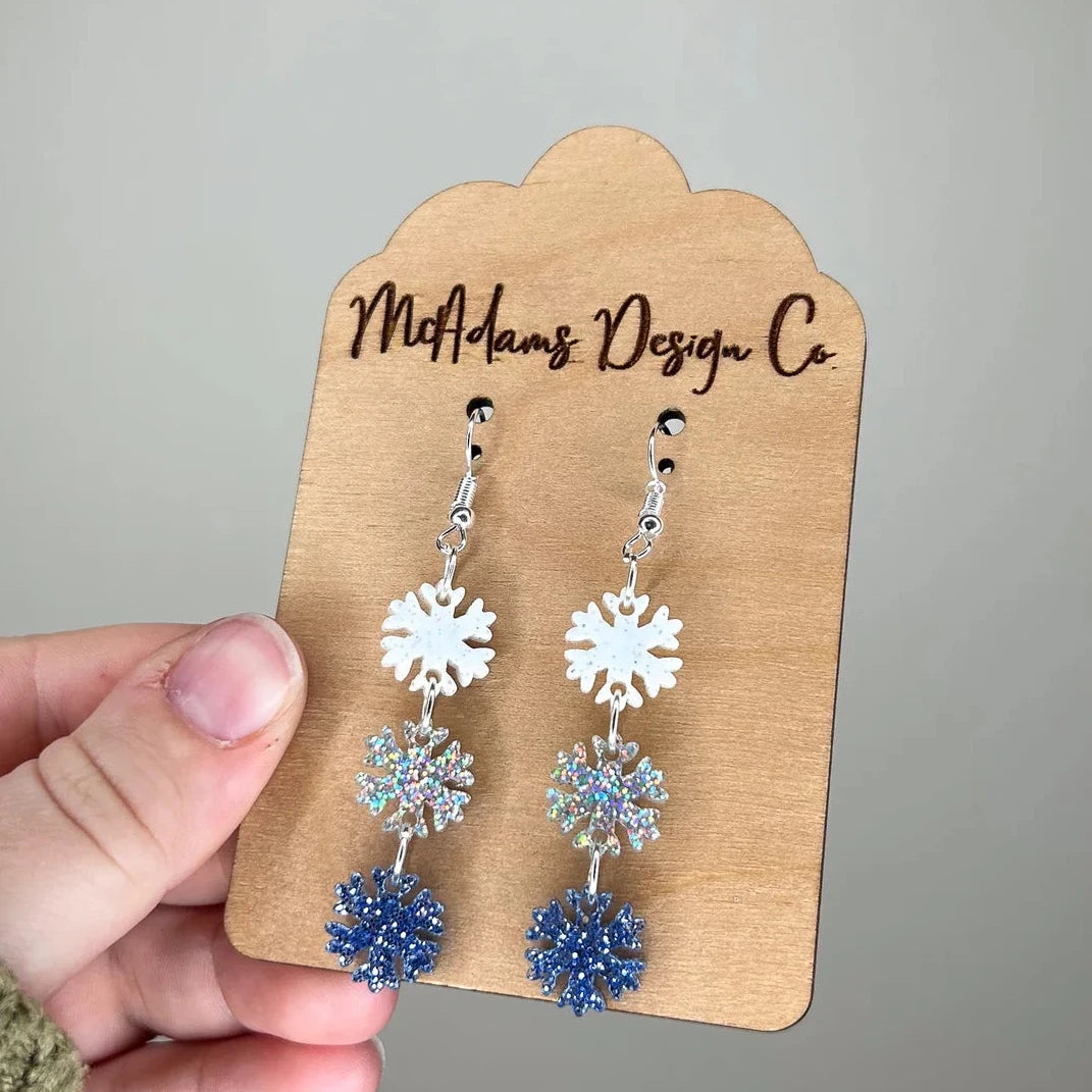 Acrylic Stacked Snowflake Earrings (5 Pairs)